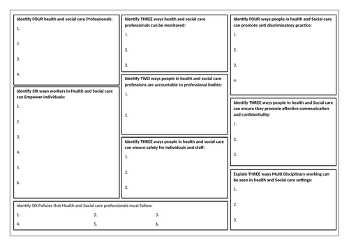 BTEC Health and Social care level 3 - Unit 2 | Teaching Resources