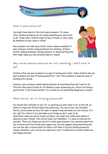 Peer Pressure PSHE | Teaching Resources