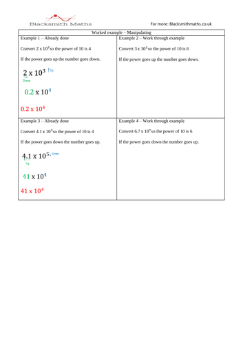 Adding, subtracting, multiplying and dividing standard form - worksheet ...