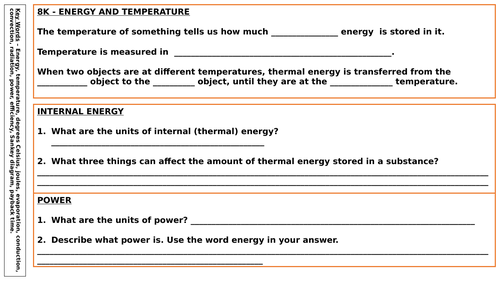 Year 8 revision mats for physics units (Exploring Science 2016 ...