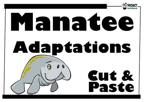 Animal Adaptations [Manatee] Cut and Paste Activity and Word Search