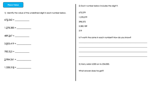 year 6 place value numbers to 10 million worksheet teaching resources