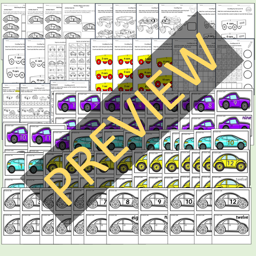 Counting Cars 0 to 10 Worksheet Activities Cut and Glue Presentation ...