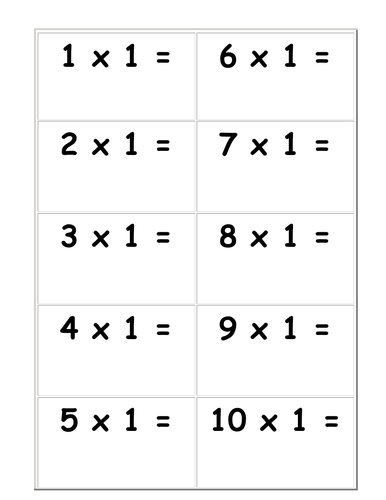 Times Tables Work Cards 1-10 | Teaching Resources