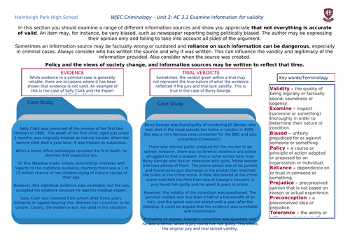 WJEC Applied Diploma in Criminology Unit 3 Knowledge Organisers ...