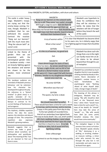 Macbeth Act 5 Scene 5 Annotated Teaching Resources 9558