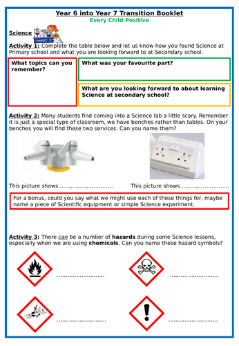 Home learning Science Year 6 to Year 7 Transition activities | Teaching ...