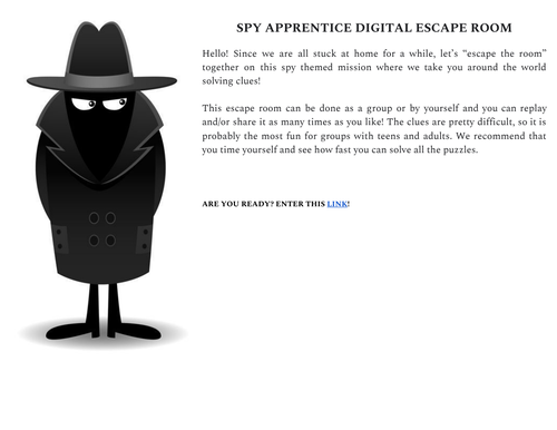 Spy Apprentice Digital Escape Room