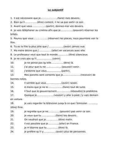 A Level French grammar: Le subjonctif (the subjunctive) | Teaching ...