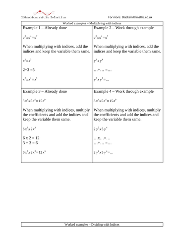 Simplifying expressions - worksheet | Teaching Resources