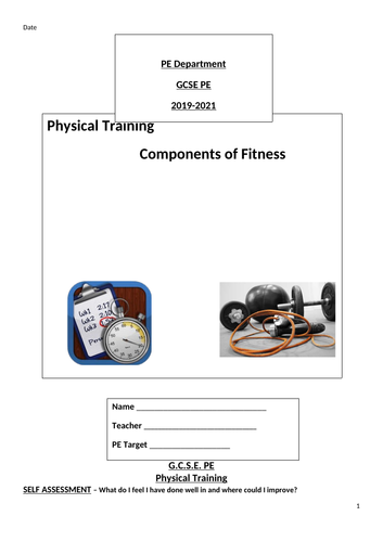 AQA GCSE PE Work booklet and teaching powerpoint for components of ...