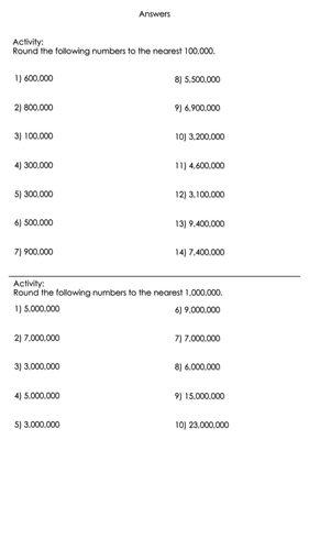 Year 6 Place Value - Rounding to the nearest 100,000 and 1,000,000