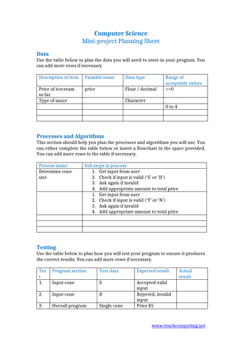 Python / Java Programming Assessment 1 - Mini Project | Teaching Resources