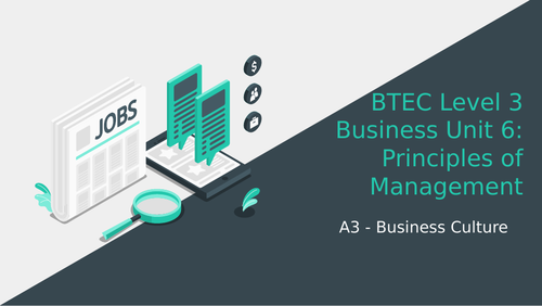 BTEC Level 3 Business Unit 6: Principles of Management A3 Business Culture