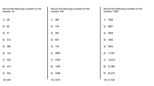 Year 6 Place Value - Rounding Homework Sheet | Teaching Resources