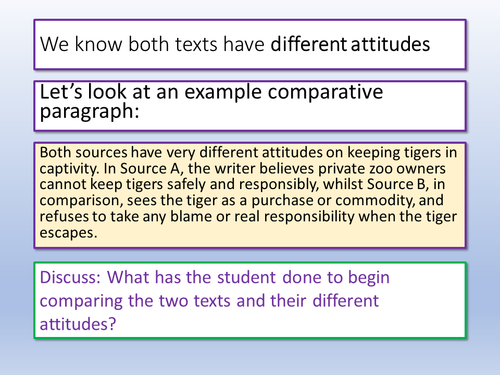 English Language Paper 2 Comparing | Teaching Resources