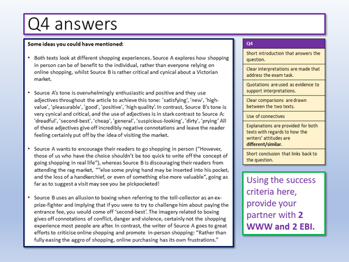 English Language Paper 2 Exam Review | Teaching Resources