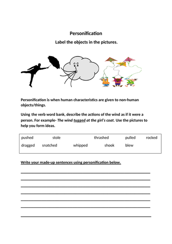Personification Worksheets | Teaching Resources