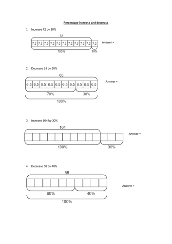 Percentage increase and decrease | Teaching Resources