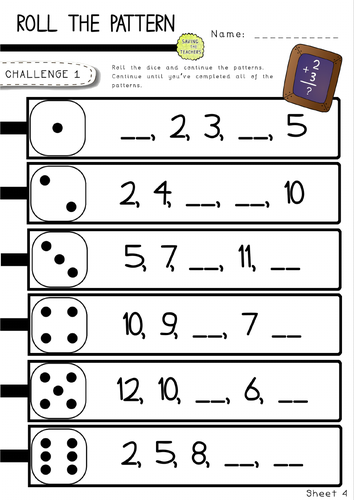 Identify and Continue The Pattern Dice Activity | Teaching Resources