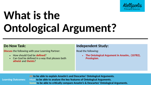 Ontological Argument Lesson What is the Ontological Argument