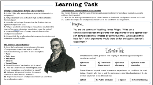 Edward Jenner Smallpox Vaccination - GCSE History Edexcel - Medicine in ...