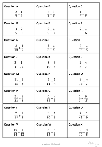 Adding and subtracting fractions | Teaching Resources