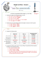 Weight, Mass and Gravity Worksheet | Teaching Resources