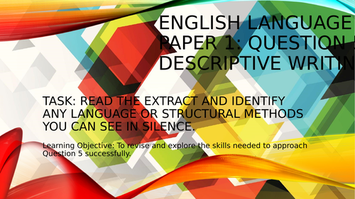 AQA English Language Paper 1 Question 5 Descriptive Writing | Teaching ...