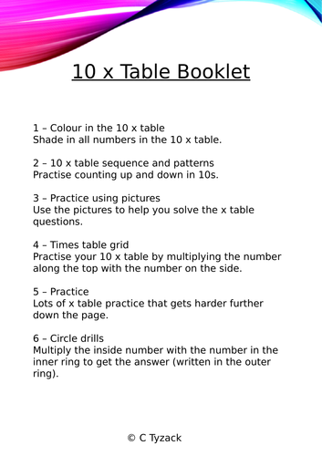 10-x-table-learn-and-practise-booklet-teaching-resources