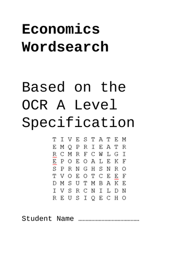 OCR AS / A Level Economics Wordsearches H460 H060 | Teaching Resources