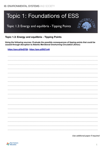 Topic 1 IB Diploma ESS Foundations of ESS | Teaching Resources