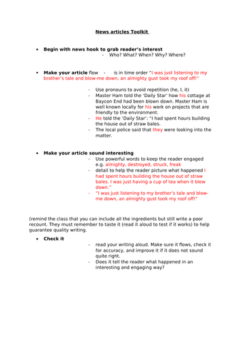 Talk for writing newspaper report year 5 picture