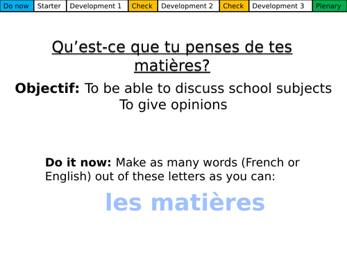 Dynamo 1 Module 2.1 Qu’est-ce que tu penses de tes matières?