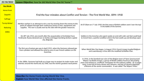 The Home Front during World War One | Teaching Resources