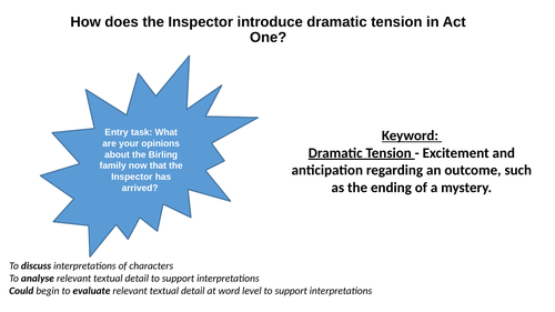 Complete An Inspector Calls lesson:  dramatic tension in Act 1