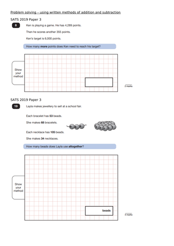 addition and subtraction problem solving ks2