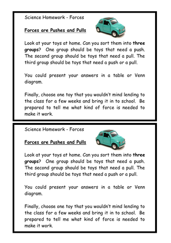 Forces - Homework Activity