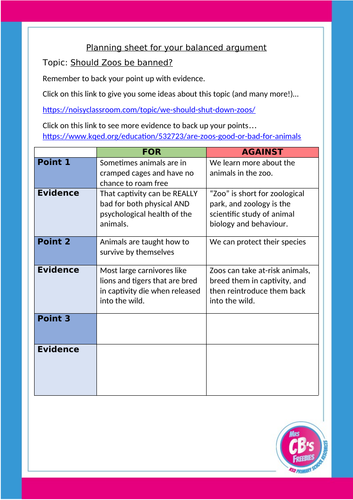 argumentative essay planning sheet