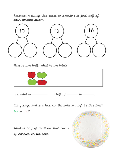 year 1 halving white rose style teaching resources