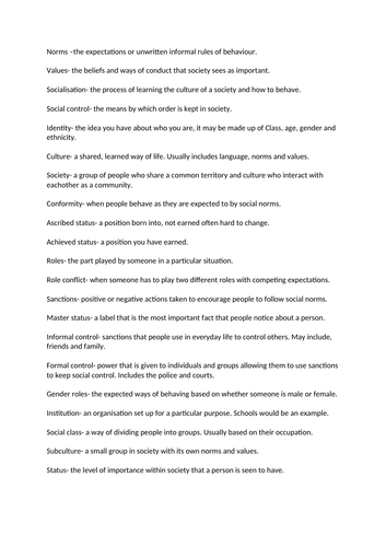 GCSE sociology- WJEC. Sanctions and social control. | Teaching Resources