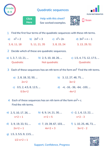 Quadratic Sequences For Gcse Teaching Resources