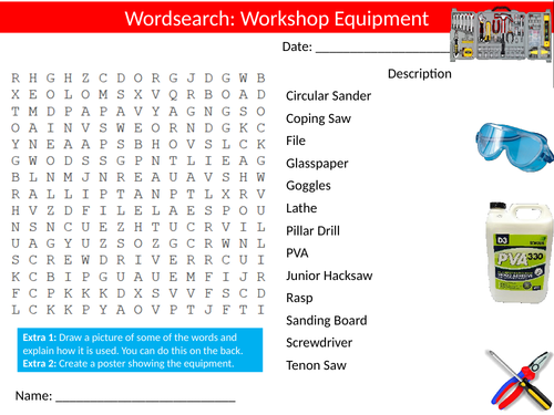 Workshop Equipment Wordsearch Puzzle Sheet Keywords Settler Starter ...