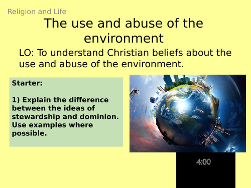 AQA GCSE RE RS - 3 The environment and pollution - Theme B: Religion and Life