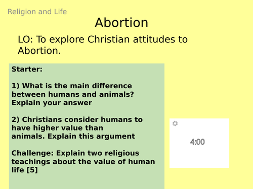 AQA GCSE RE RS - 5 Abortion - Theme B: Religion and Life
