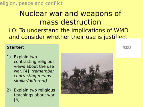 AQA GCSE RE RS - 4 Nuclear war and WMD - Theme D: Religion, Peace and Conflict
