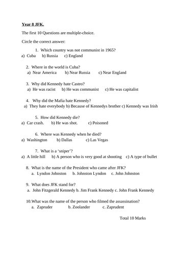 jfk internet assignment answers