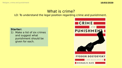 AQA GCSE RE RS - 1 What is Crime - Theme E: Religion, Crime and Punishment