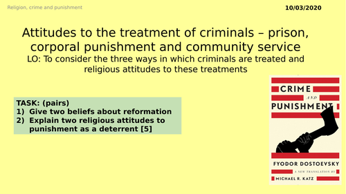 AQA GCSE RE RS - 5 Attitudes to the treatment of Criminals - Theme E: Religion, Crime and Punishment