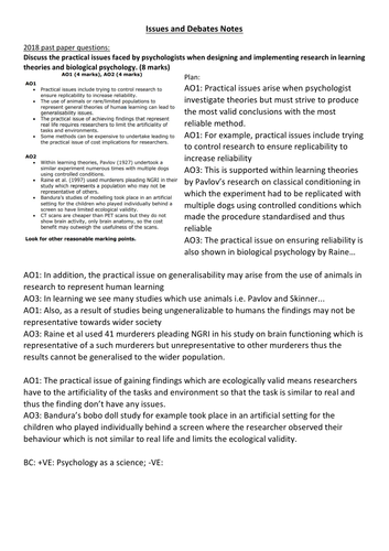 Edexcel A-Level Psychology Issues and Debates Essay Plans + 12/12 Essay Answer